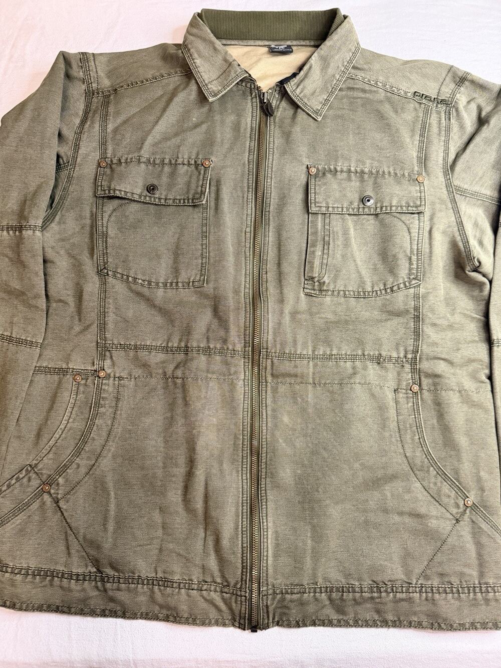 prAna Utility Jacket Men’s XL Olive Green Full Zip Workwear Canvas Outdoor